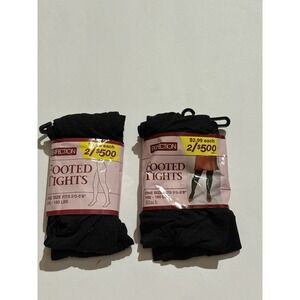 Perfection Footed Tights Lot Of 2 Black Fits 5' -5' 8" 100 - 160Lbs Vintage New